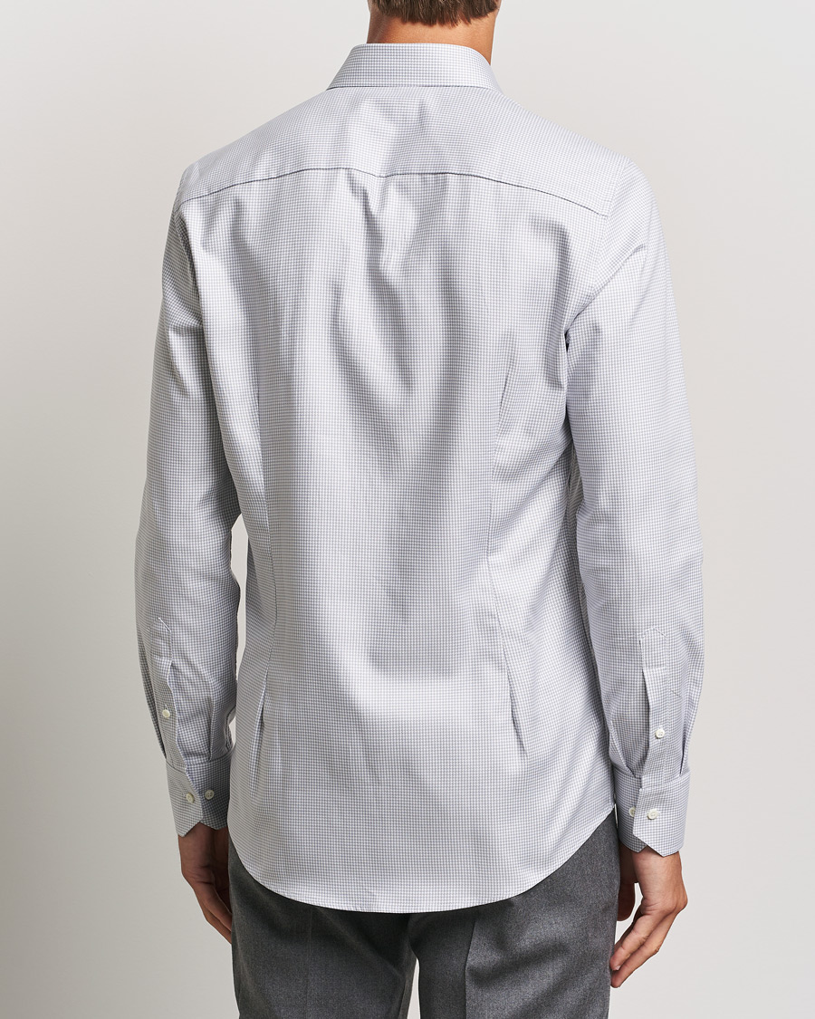 Uomini | Camicie | Stenströms | Slimline Houndstooth Cut Away Shirt Grey