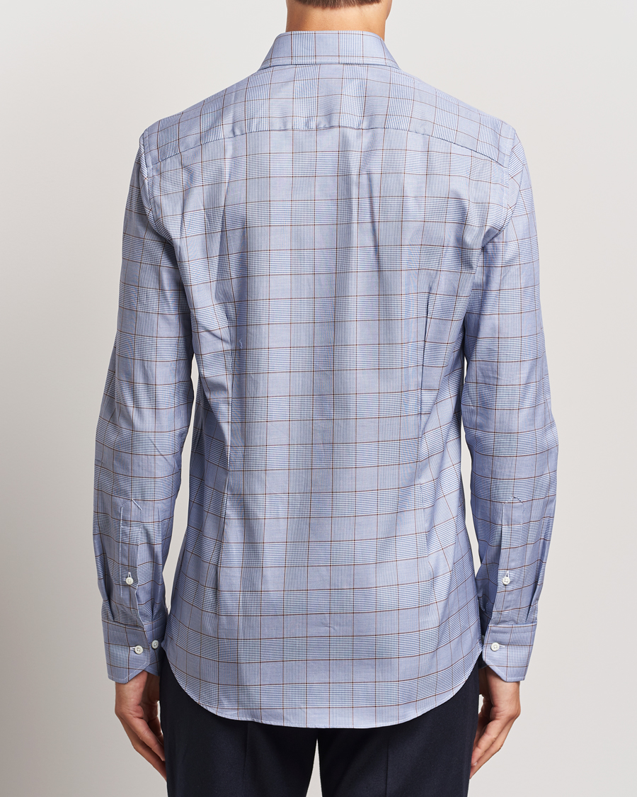 Uomini | Camicie | Stenströms | Slimline Prince of Wales Check Shirt Blue