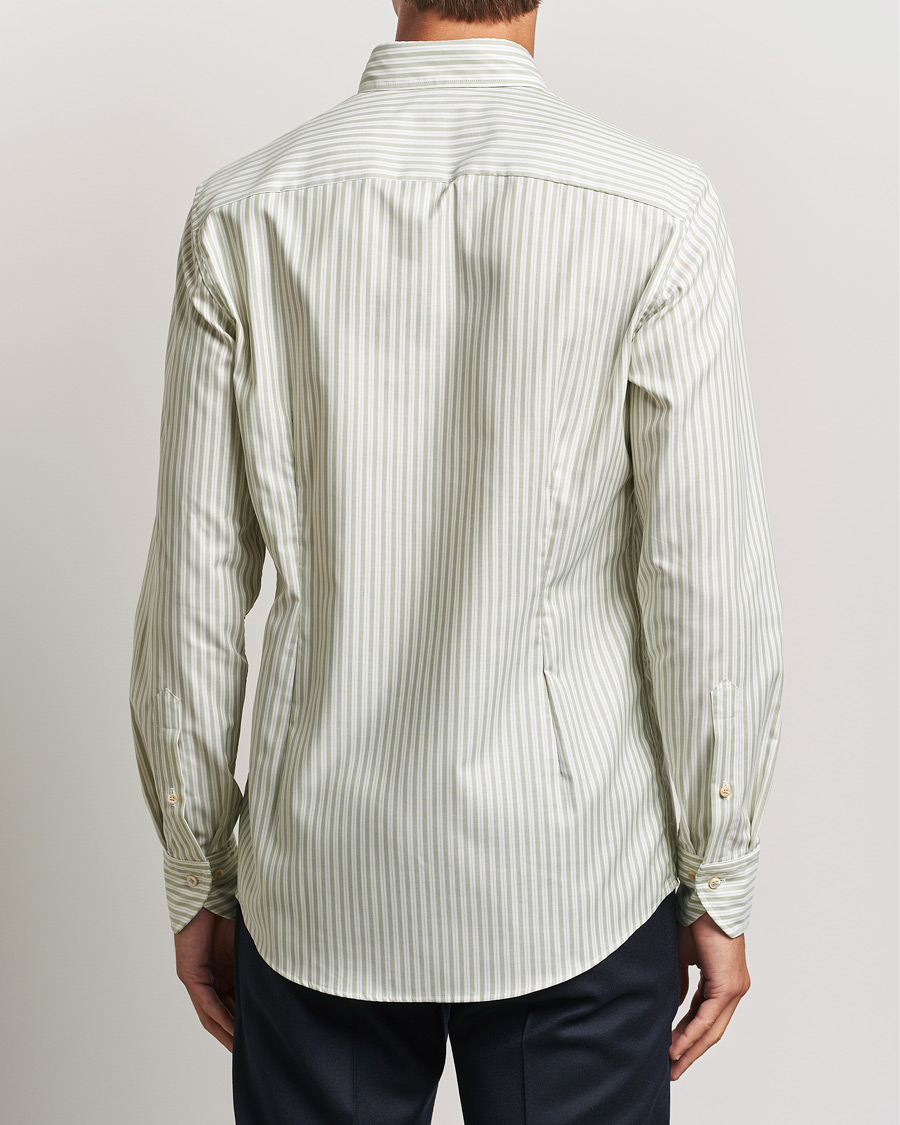 Uomini | Camicie | Stenströms | Slimline Vintage Stripe Oxford Shirt Green