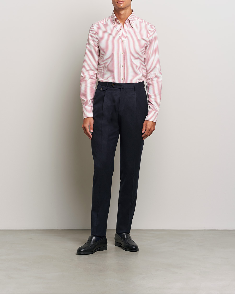 Uomini | Camicie | Stenströms | Slimline Vintage Stripe Oxford Shirt Red