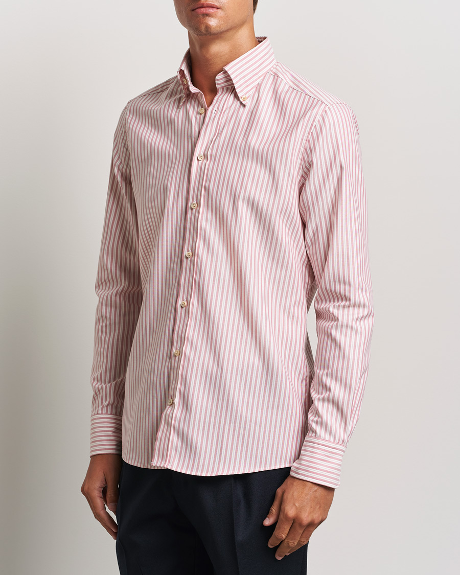 Uomini | Camicie | Stenströms | Slimline Vintage Stripe Oxford Shirt Red
