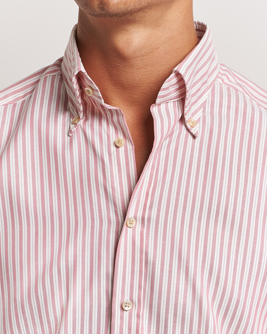 Uomini | Camicie | Stenströms | Slimline Vintage Stripe Oxford Shirt Red