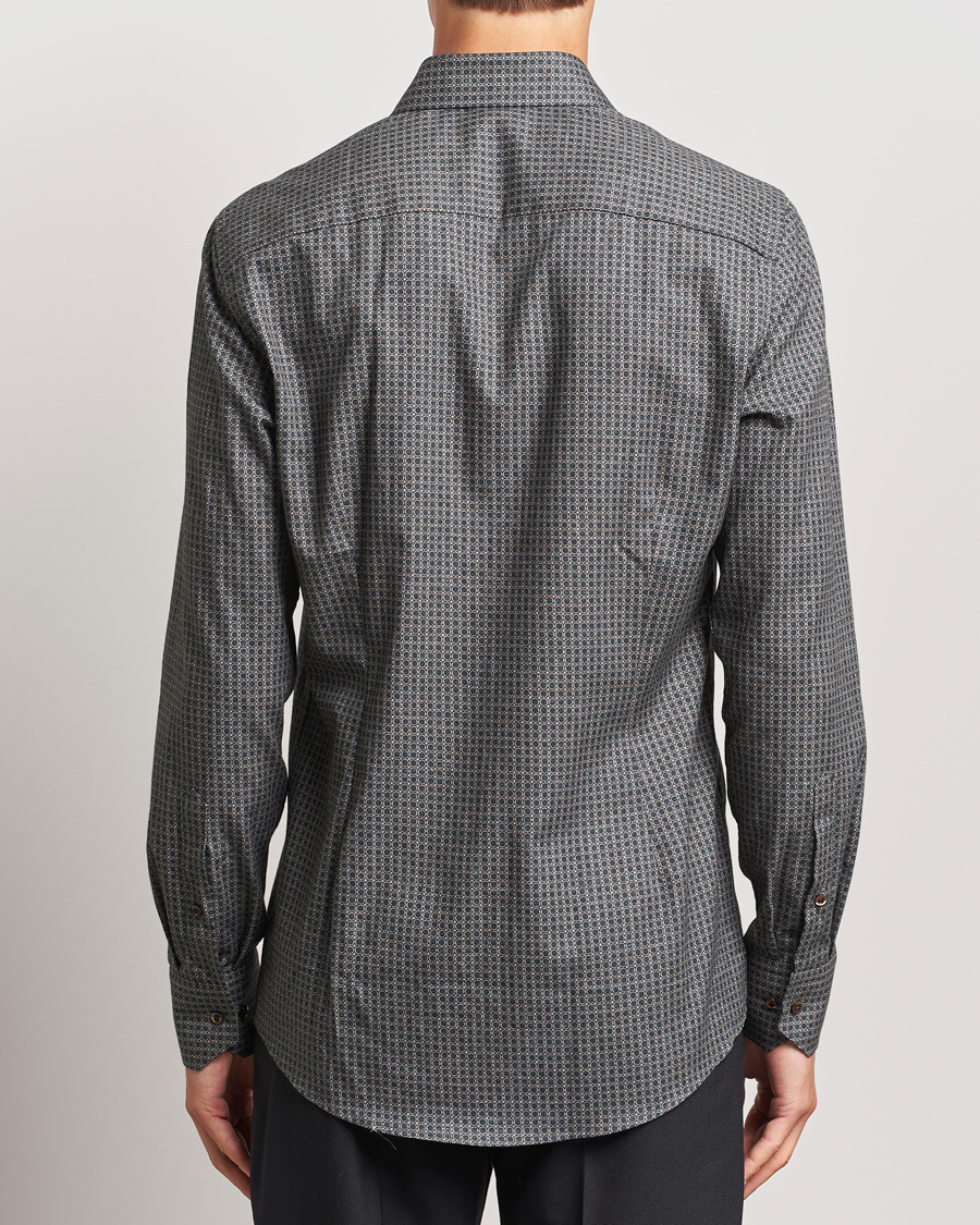 Uomini | Camicie | Stenströms | Slimline Brushed Printed Cut Away Shirt Black