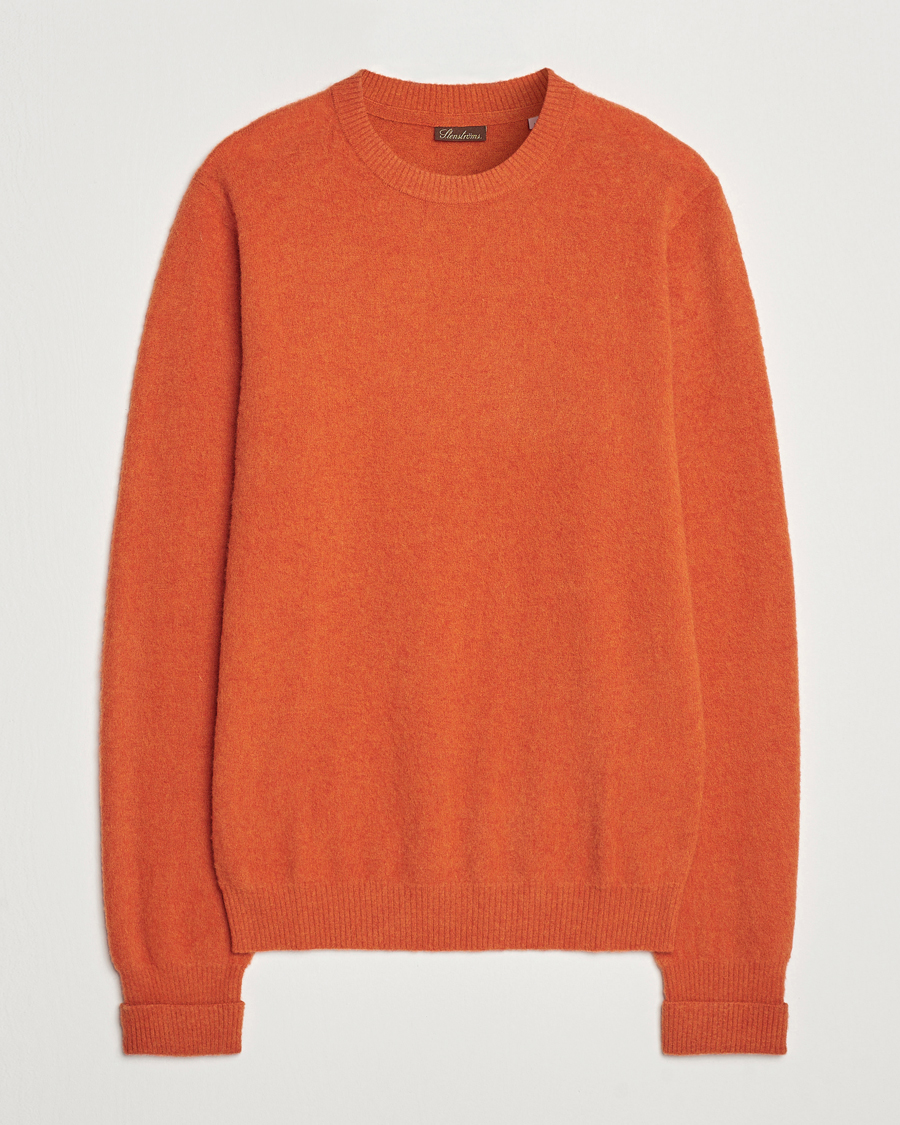 Uomini | Maglieria | Stenströms | Brushed Merino Crew Neck Orange