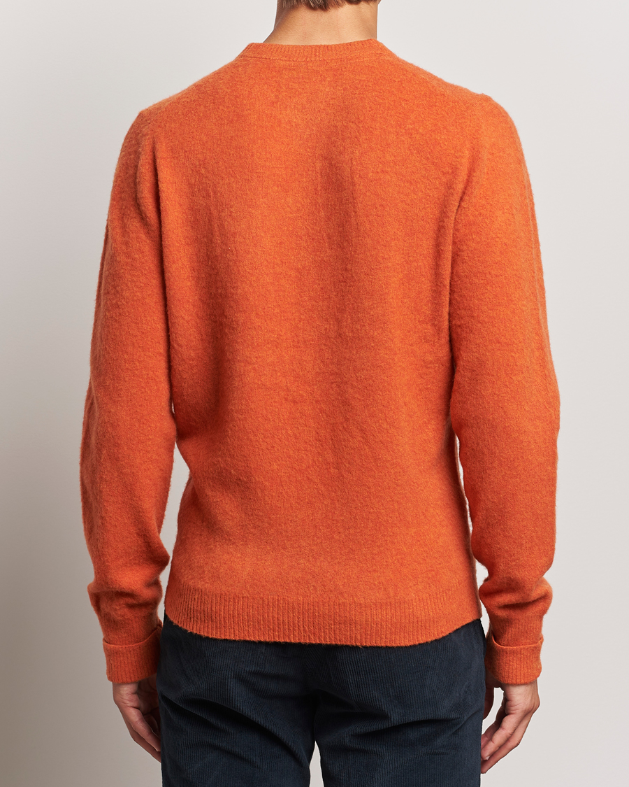 Uomini | Maglieria | Stenströms | Brushed Merino Crew Neck Orange