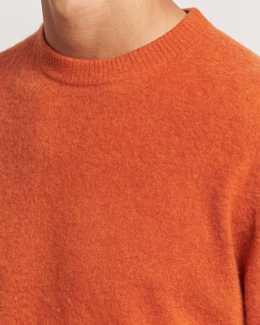 Uomini | Maglieria | Stenströms | Brushed Merino Crew Neck Orange