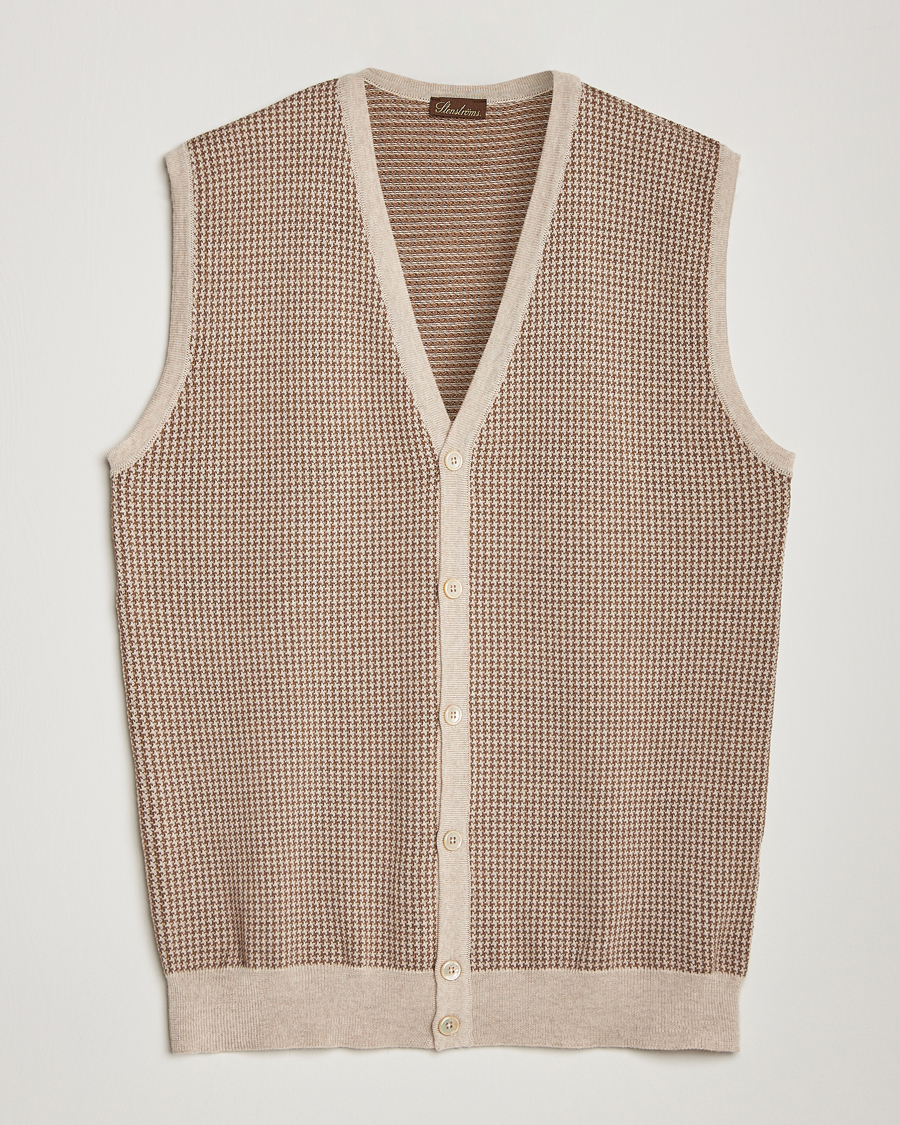 Uomini | Maglieria | Stenströms | Pepita Merino Wool Vest Brown