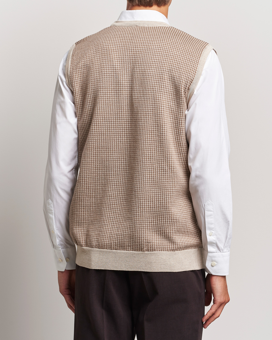 Uomini | Maglieria | Stenströms | Pepita Merino Wool Vest Brown