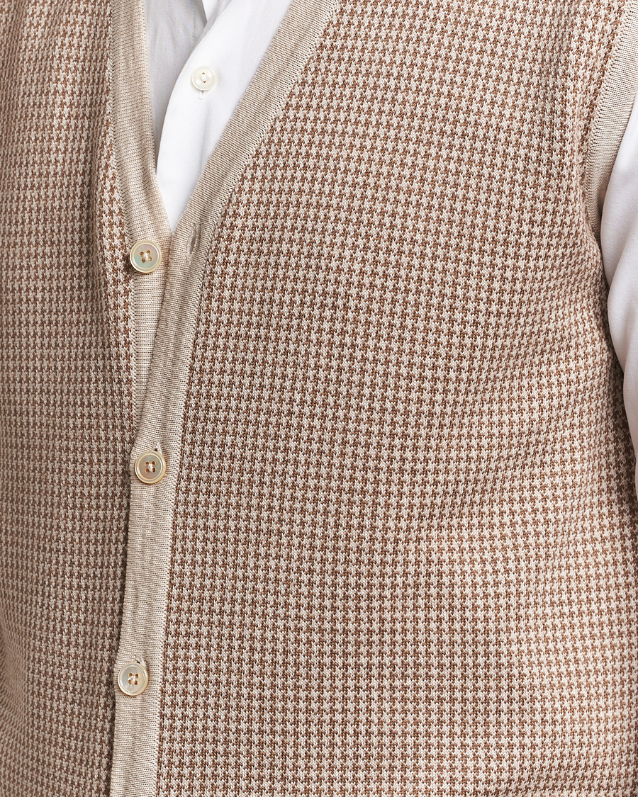 Uomini | Maglieria | Stenströms | Pepita Merino Wool Vest Brown