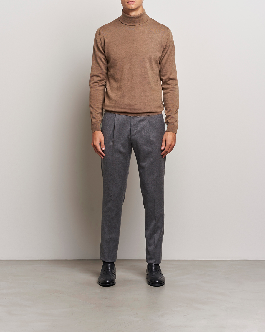 Uomini | Maglieria | Stenströms | Merino Rollneck Brown