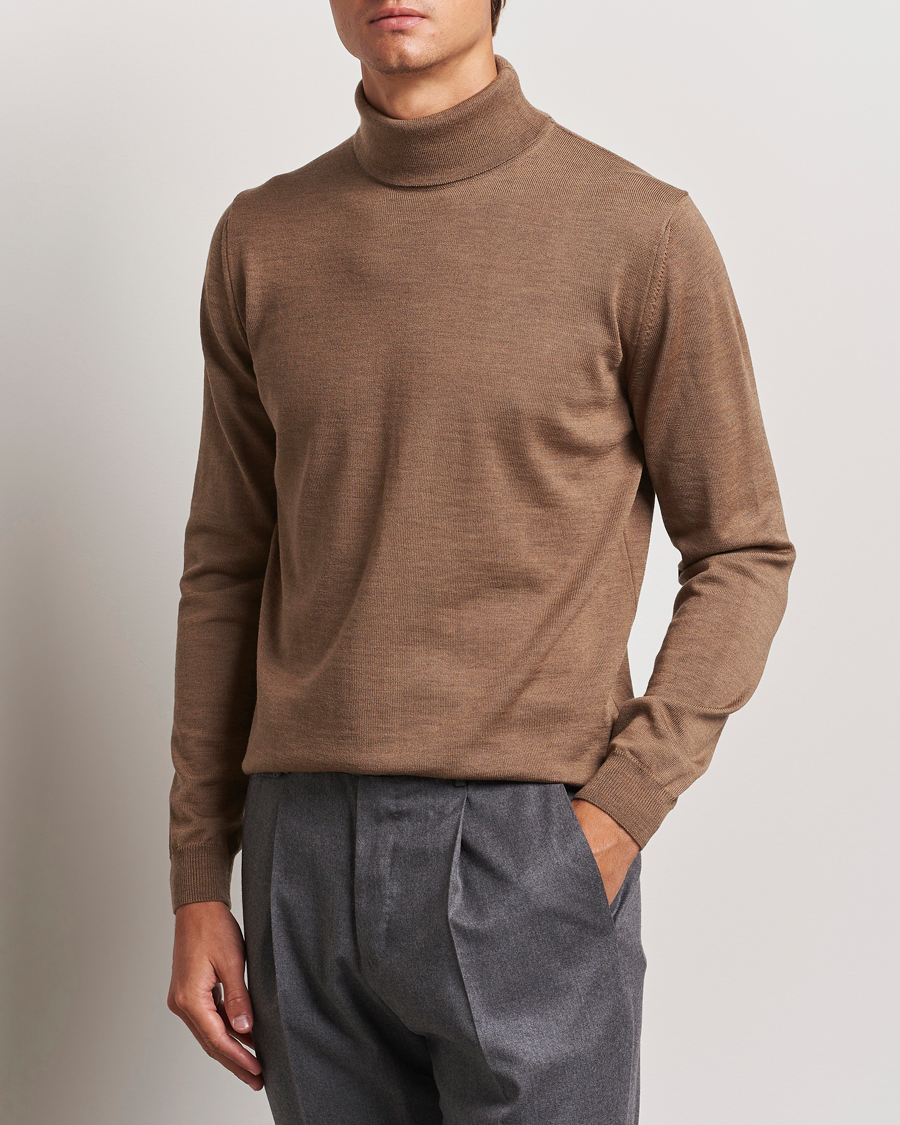 Uomini | Maglieria | Stenströms | Merino Rollneck Brown