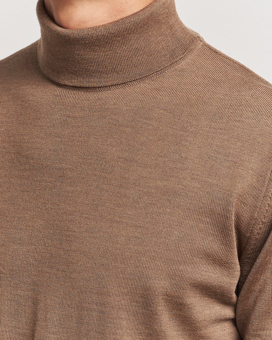 Uomini | Maglieria | Stenströms | Merino Rollneck Brown