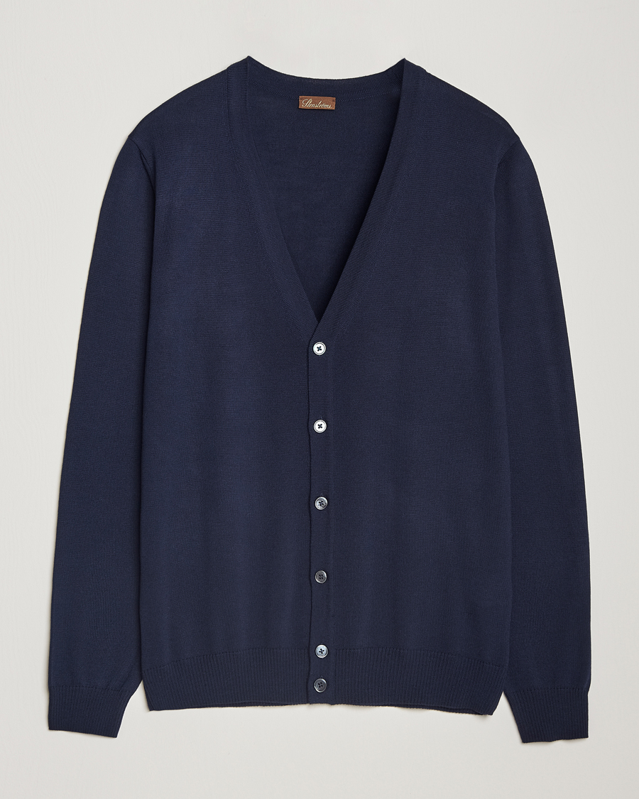Uomini | Maglieria | Stenströms | Merino Cardigan Navy
