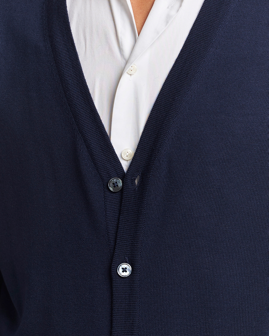 Uomini | Maglieria | Stenströms | Merino Cardigan Navy