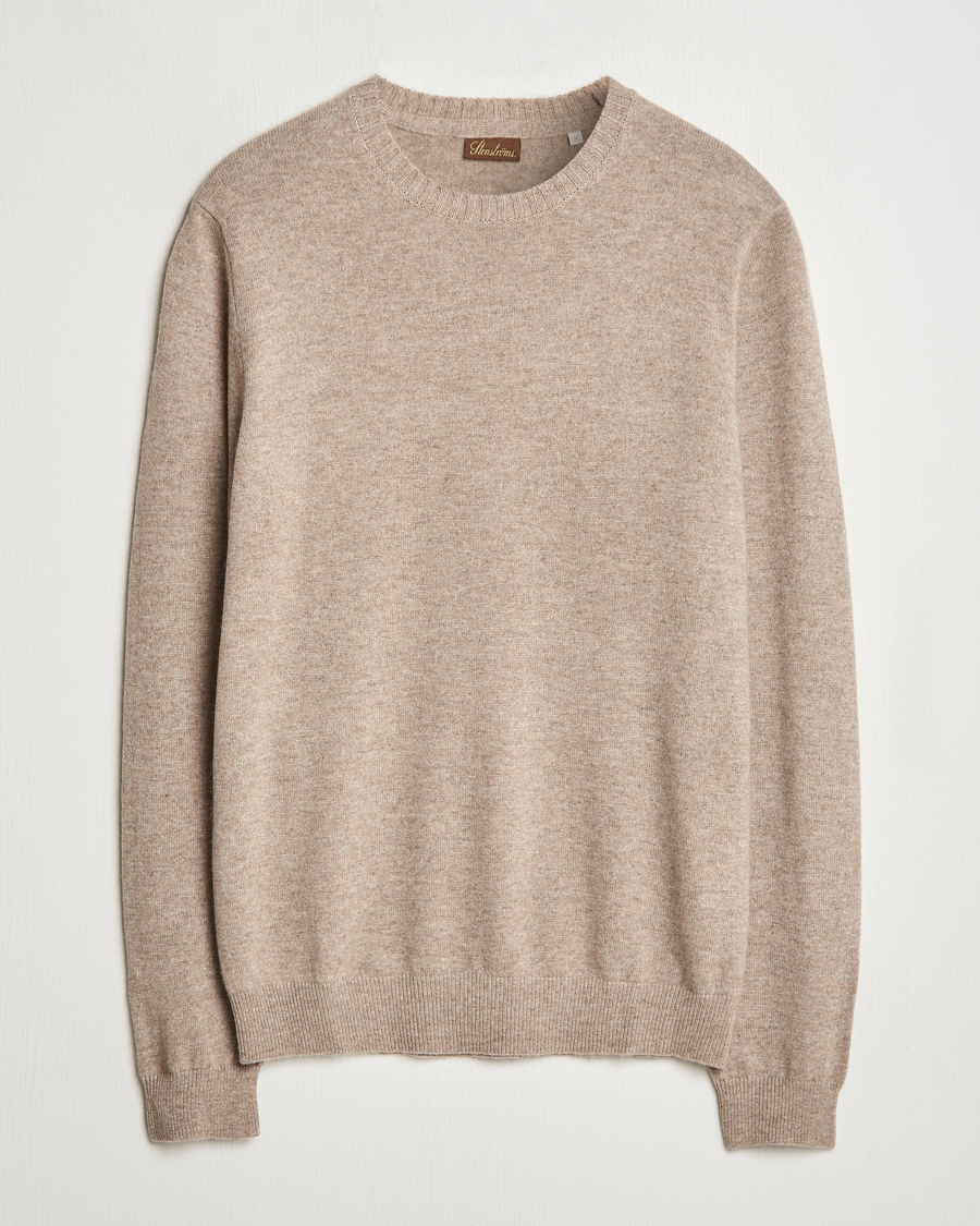 Uomini | Maglieria | Stenströms | Cashmere Crewneck Beige