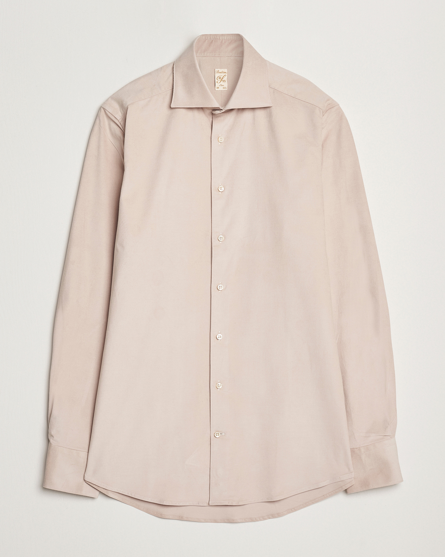Uomini | Camicie | Stenströms | 1899 Velvet Baby Corduroy Shirt Beige
