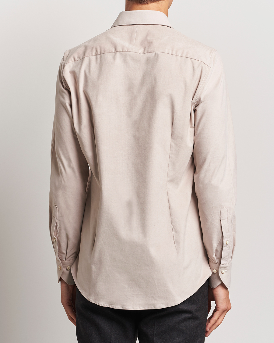 Uomini | Camicie | Stenströms | 1899 Velvet Baby Corduroy Shirt Beige