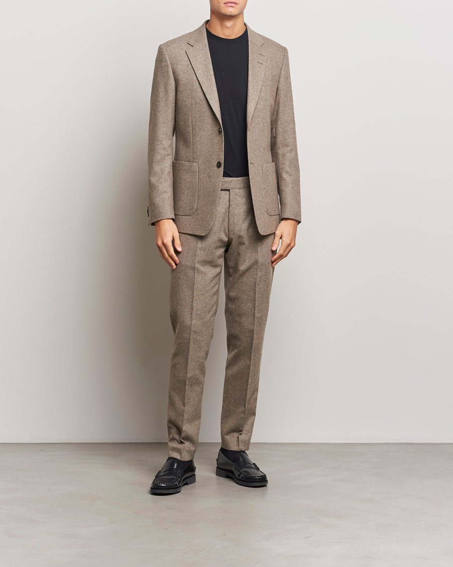 Uomini | Pantaloni | Tiger of Sweden | Tenuta Brushed Wool Trousers Burlywood