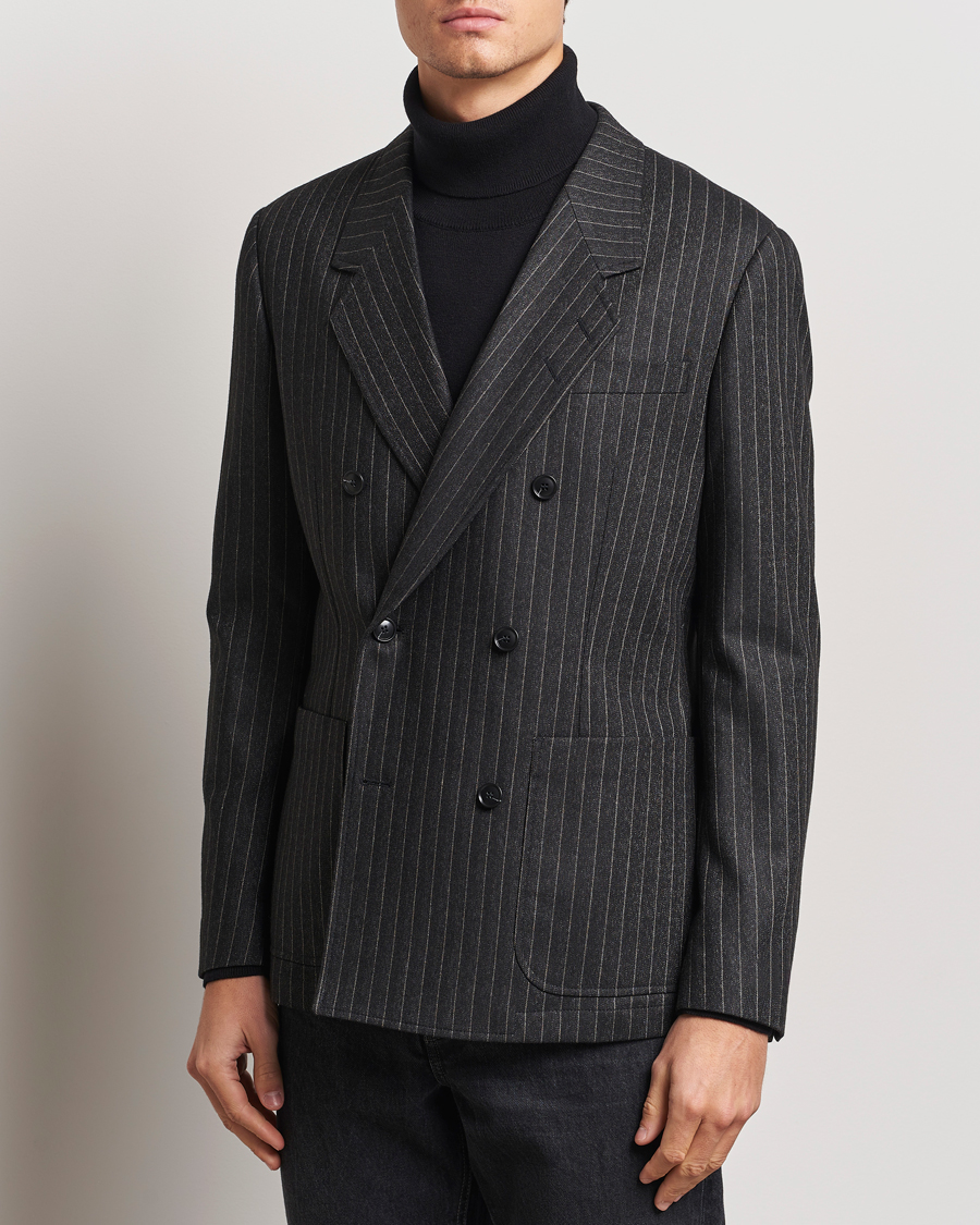 Uomini | Blazers | Tiger of Sweden | Jeen Pinstriped Double Breasted Blazer Charcoal