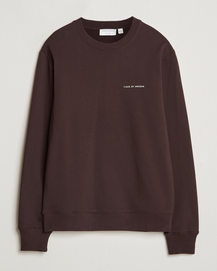 Uomini | Maglieria | Tiger of Sweden | Emerson Crew Neck Sweatshirt Dark Chocolate