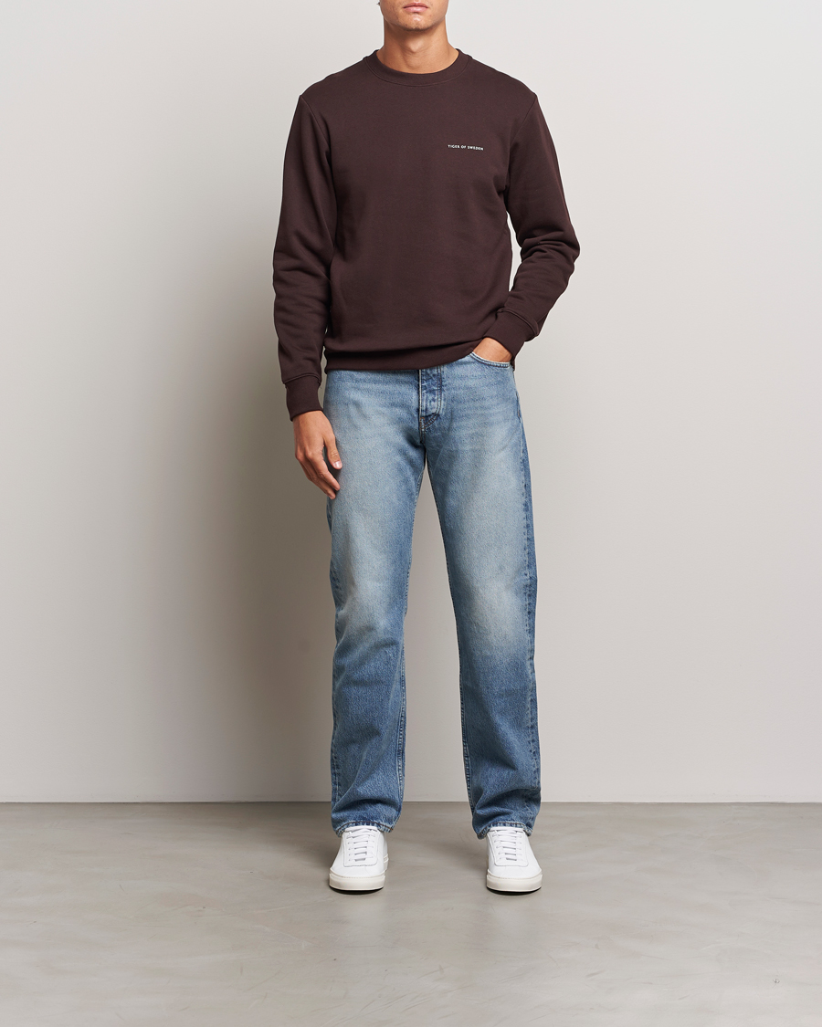 Uomini | Maglieria | Tiger of Sweden | Emerson Crew Neck Sweatshirt Dark Chocolate