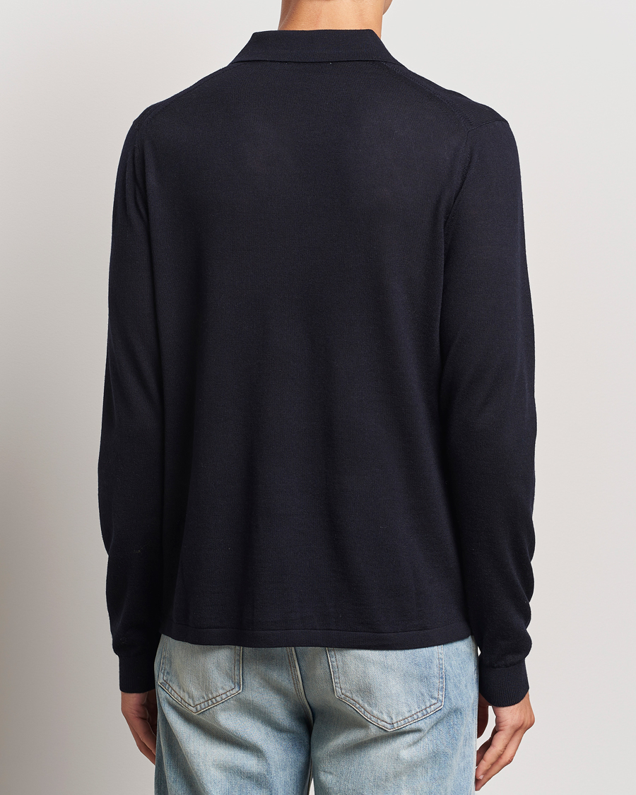 Uomini | Maglieria | Tiger of Sweden | Eross Extra Fine Merino Poloshirt Light Ink