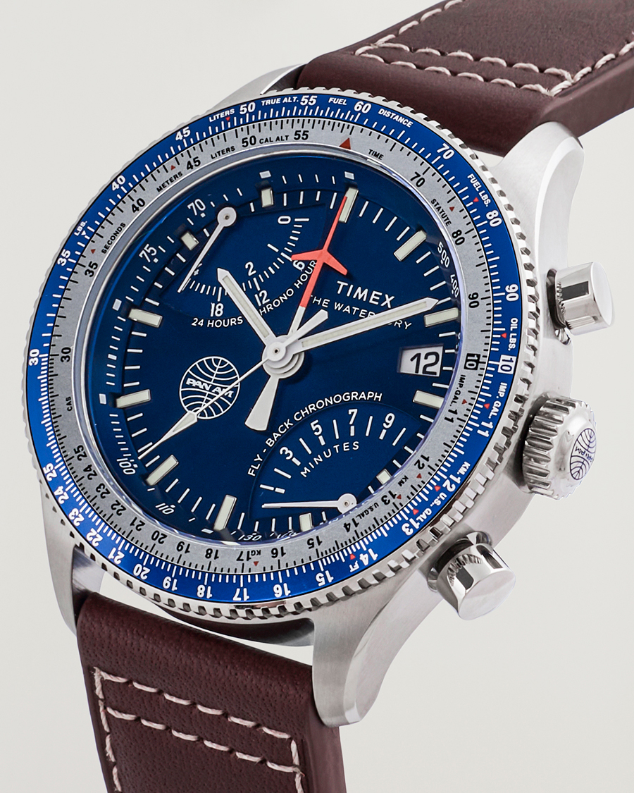 Uomini | Timex Pan Am Flyback Chronograph 43mm Blue Dial | Timex | Pan Am Flyback Chronograph 43mm Blue Dial