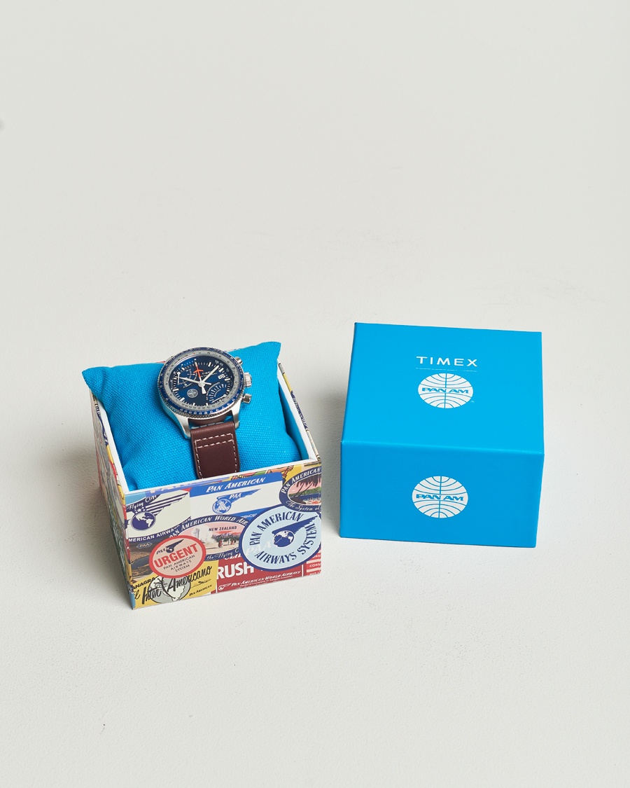 Uomini | Timex Pan Am Flyback Chronograph 43mm Blue Dial | Timex | Pan Am Flyback Chronograph 43mm Blue Dial