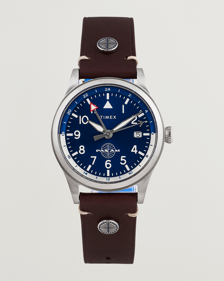Uomini | Timex Pan Am GMT Stainless Steel 39mm Blue Dial | Timex | Pan Am GMT Stainless Steel 39mm Blue Dial