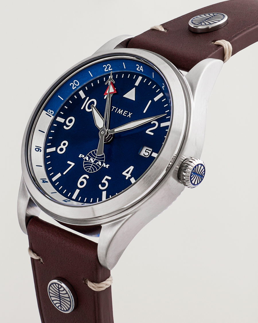 Uomini | Timex Pan Am GMT Stainless Steel 39mm Blue Dial | Timex | Pan Am GMT Stainless Steel 39mm Blue Dial