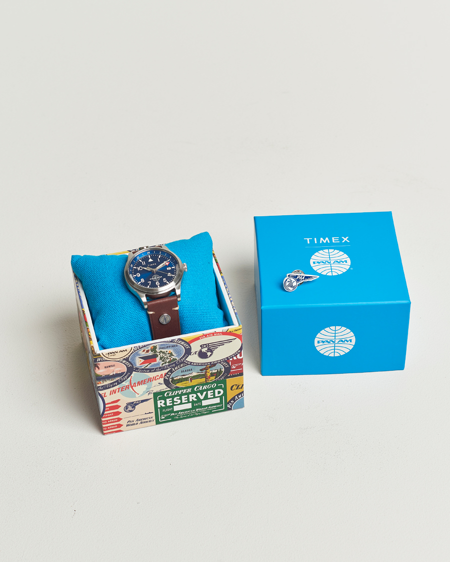 Uomini | Timex Pan Am GMT Stainless Steel 39mm Blue Dial | Timex | Pan Am GMT Stainless Steel 39mm Blue Dial