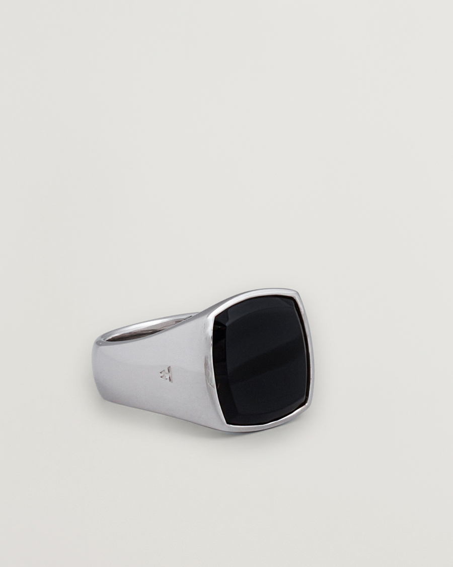 Uomini | Gioielli | Tom Wood | Cushion Polished Black Onyx Ring Silver