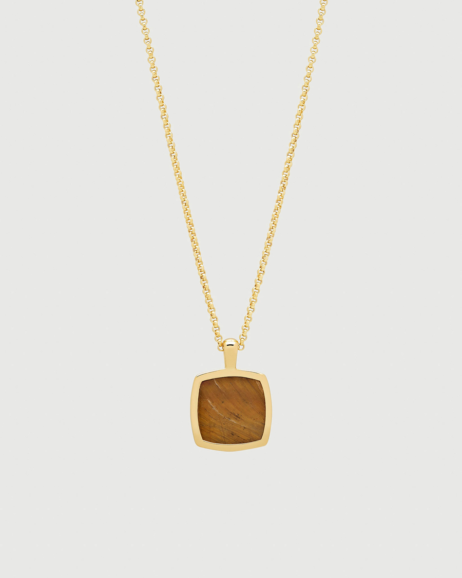 Uomini | Tom Wood Cushion Pendant Tiger Eye Gold | Tom Wood | Cushion Pendant Tiger Eye Gold