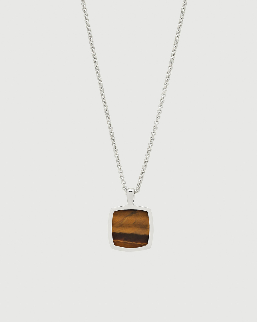 Uomini | Gioielli | Tom Wood | Cushion Pendant Tiger Eye Silver