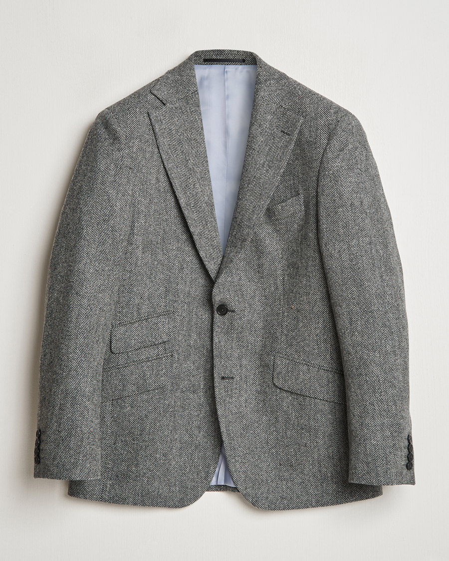 Uomini | Blazers | Walker Slater | Edward Lambswool Herringbone Blazer Dark Grey