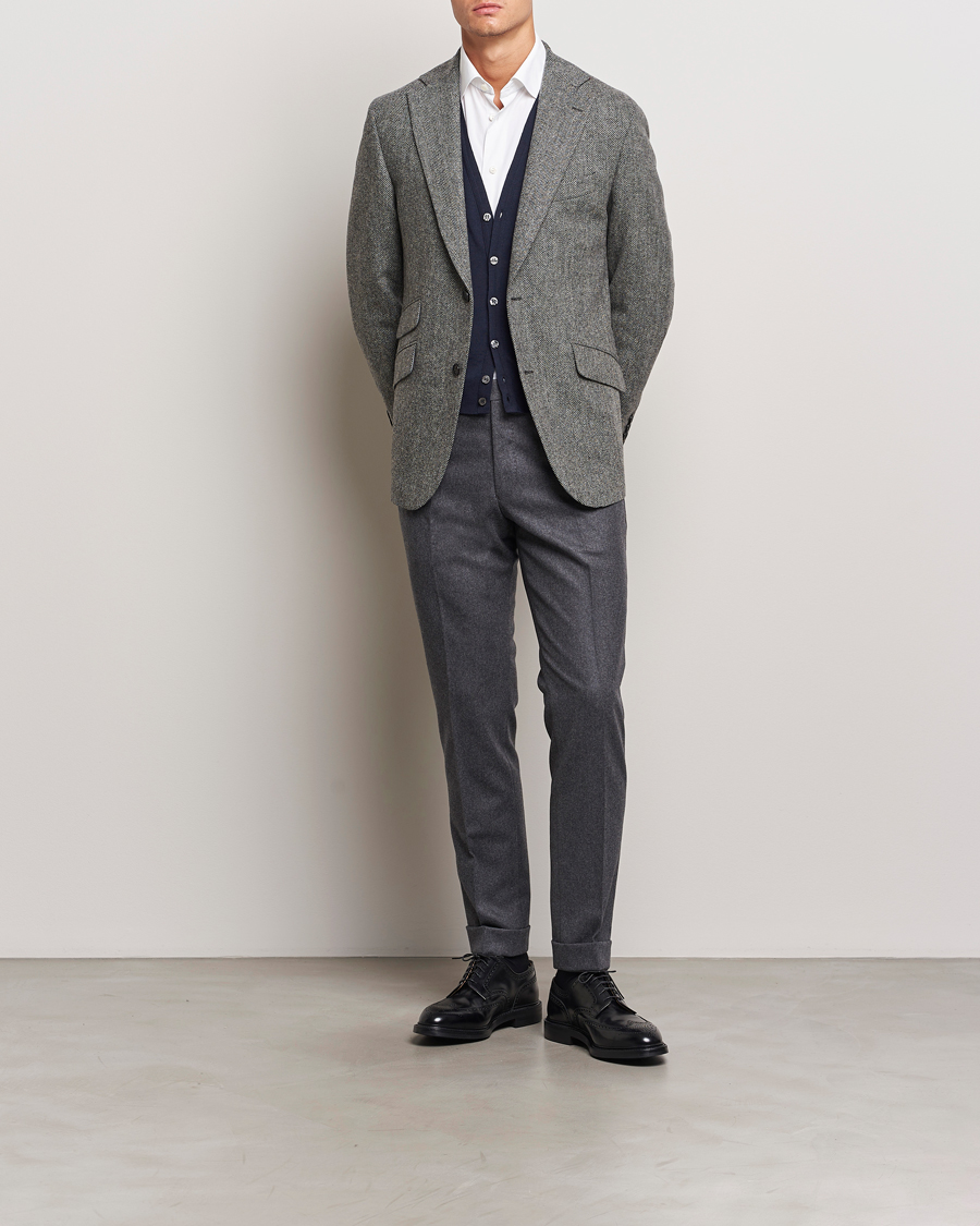 Uomini | Blazers | Walker Slater | Edward Lambswool Herringbone Blazer Dark Grey