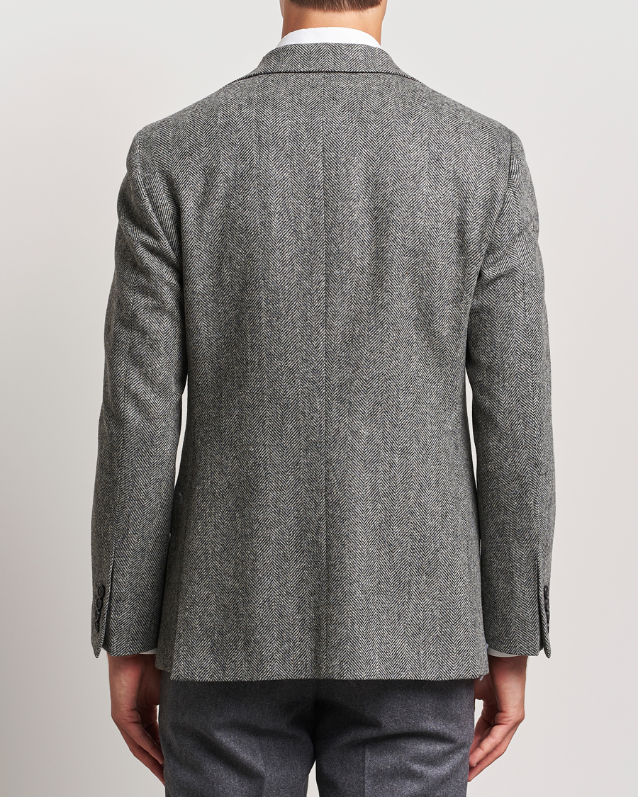 Uomini | Blazers | Walker Slater | Edward Lambswool Herringbone Blazer Dark Grey