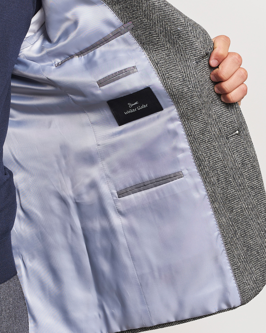Uomini | Blazers | Walker Slater | Edward Lambswool Herringbone Blazer Dark Grey