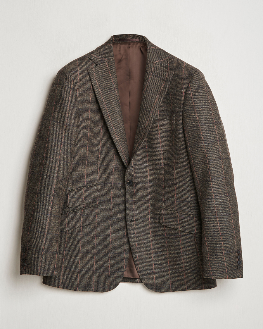 Uomini | Blazers | Walker Slater | Edward Lambswool Windowpane Blazer Brown