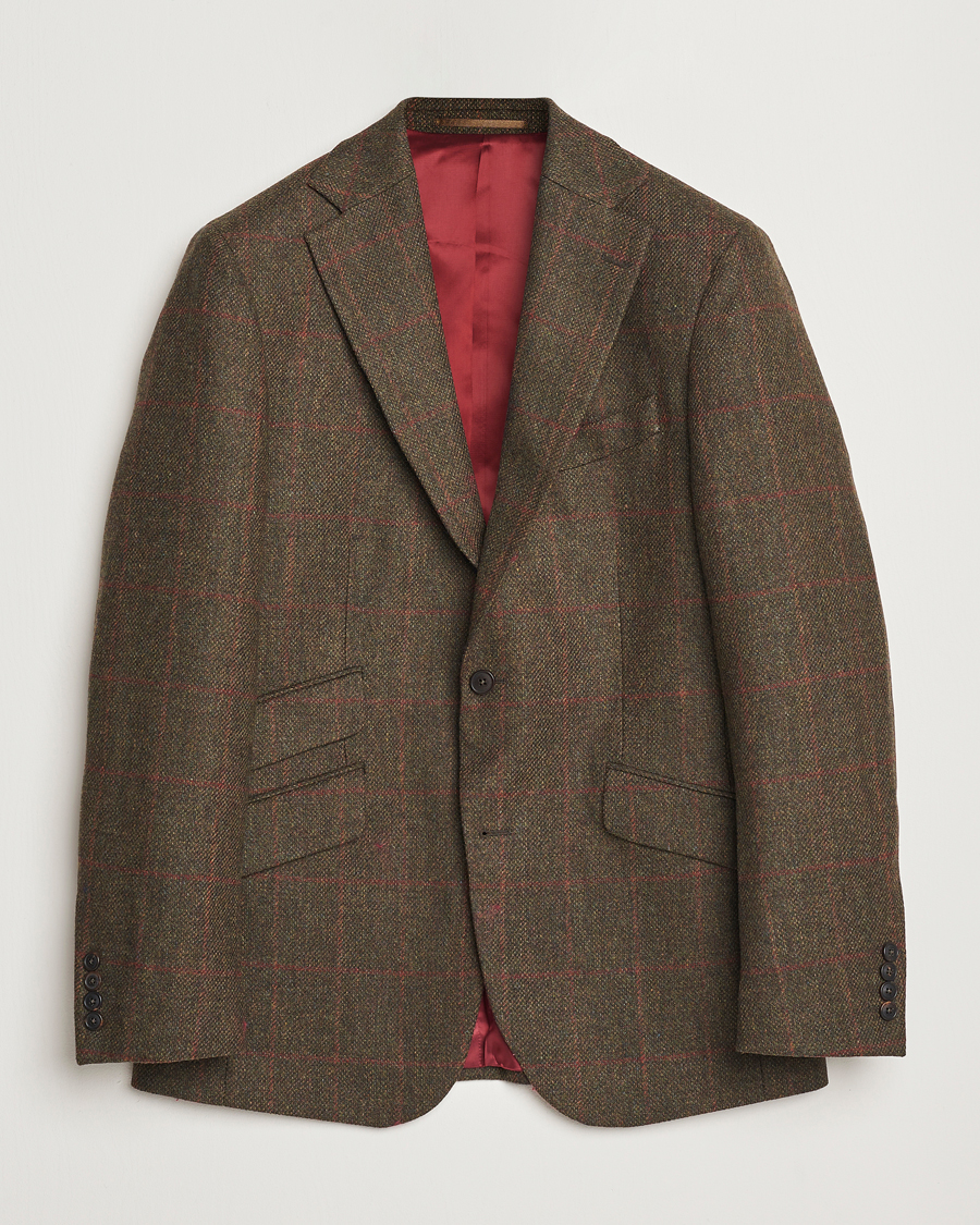 Uomini | Blazers | Walker Slater | Edward Lambswool Windowpane Blazer Green