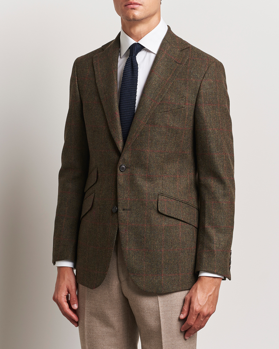 Uomini | Blazers | Walker Slater | Edward Lambswool Windowpane Blazer Green