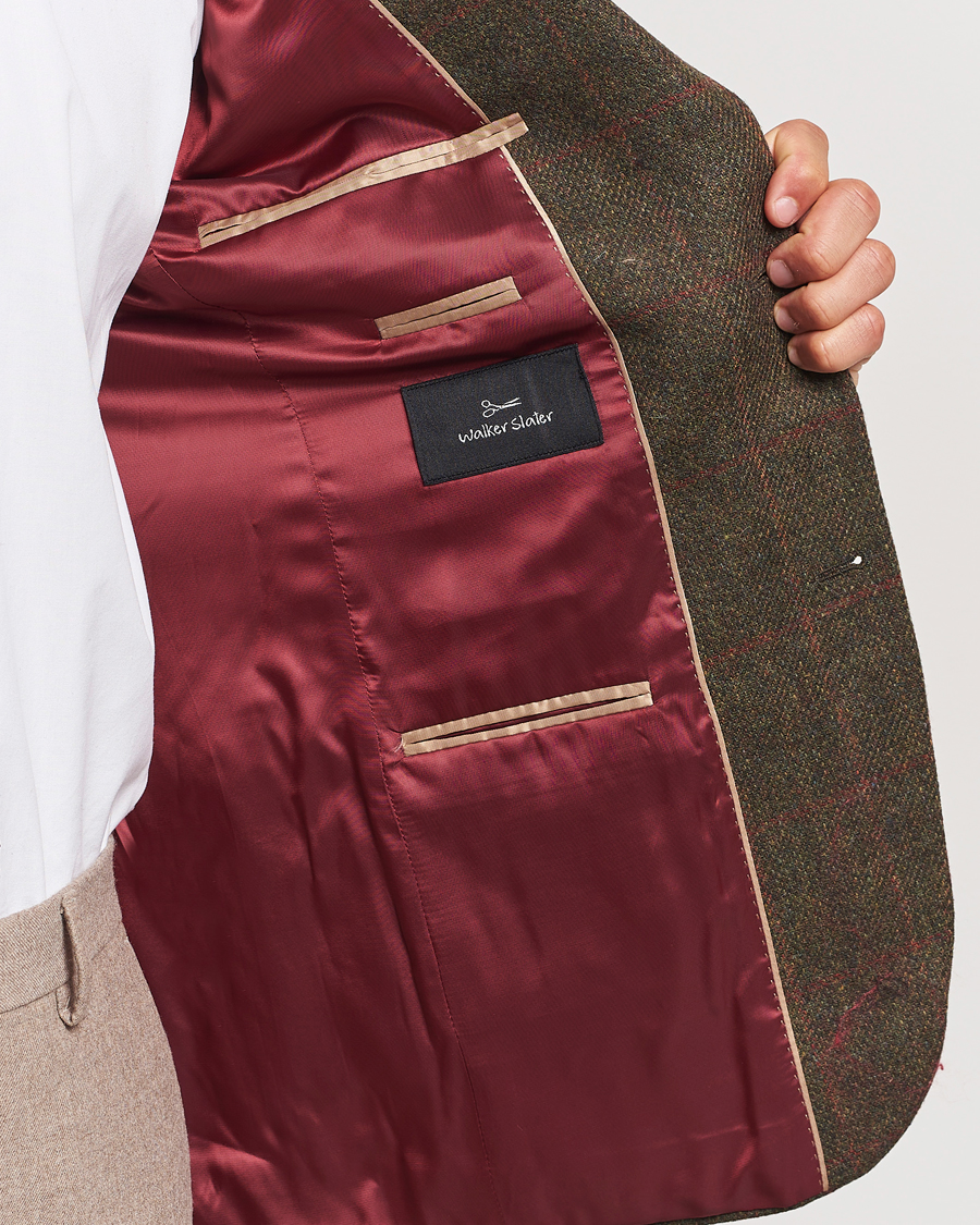 Uomini | Blazers | Walker Slater | Edward Lambswool Windowpane Blazer Green