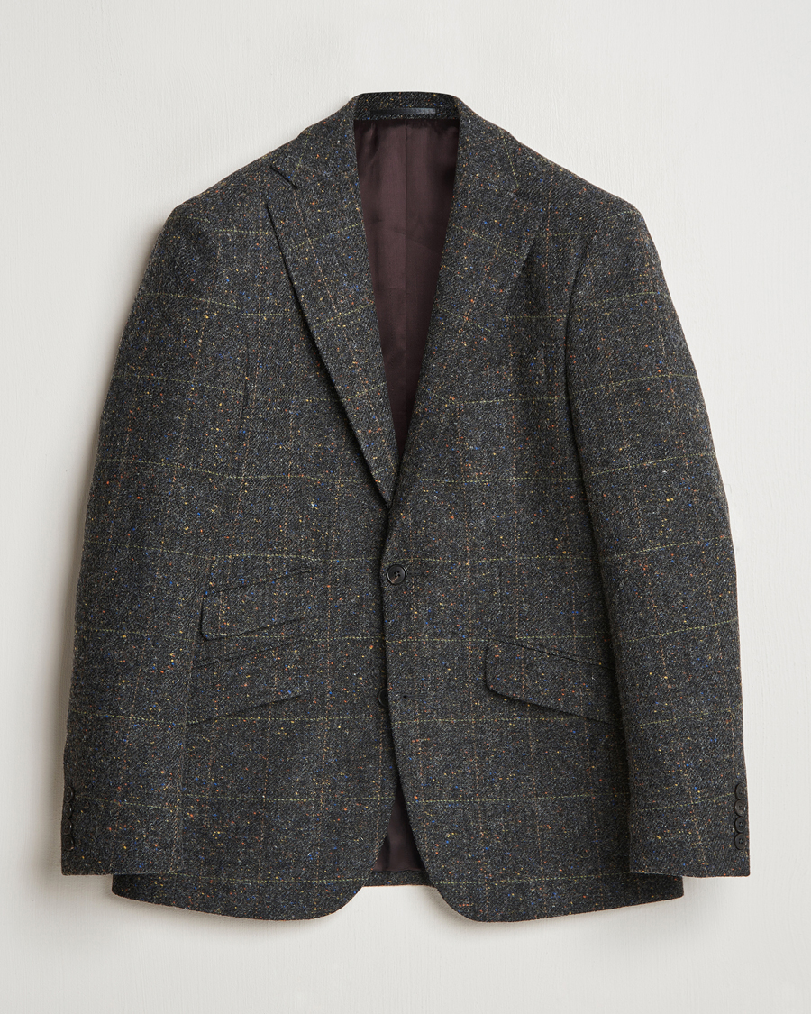 Uomini | Blazers | Walker Slater | Edward Wool Donegal Windowpane Blazer Dark Grey