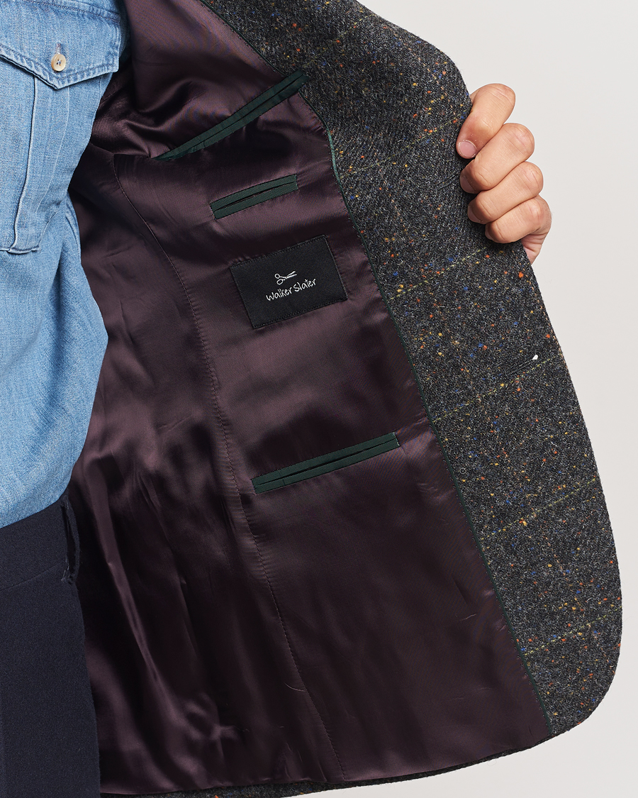 Uomini | Blazers | Walker Slater | Edward Wool Donegal Windowpane Blazer Dark Grey