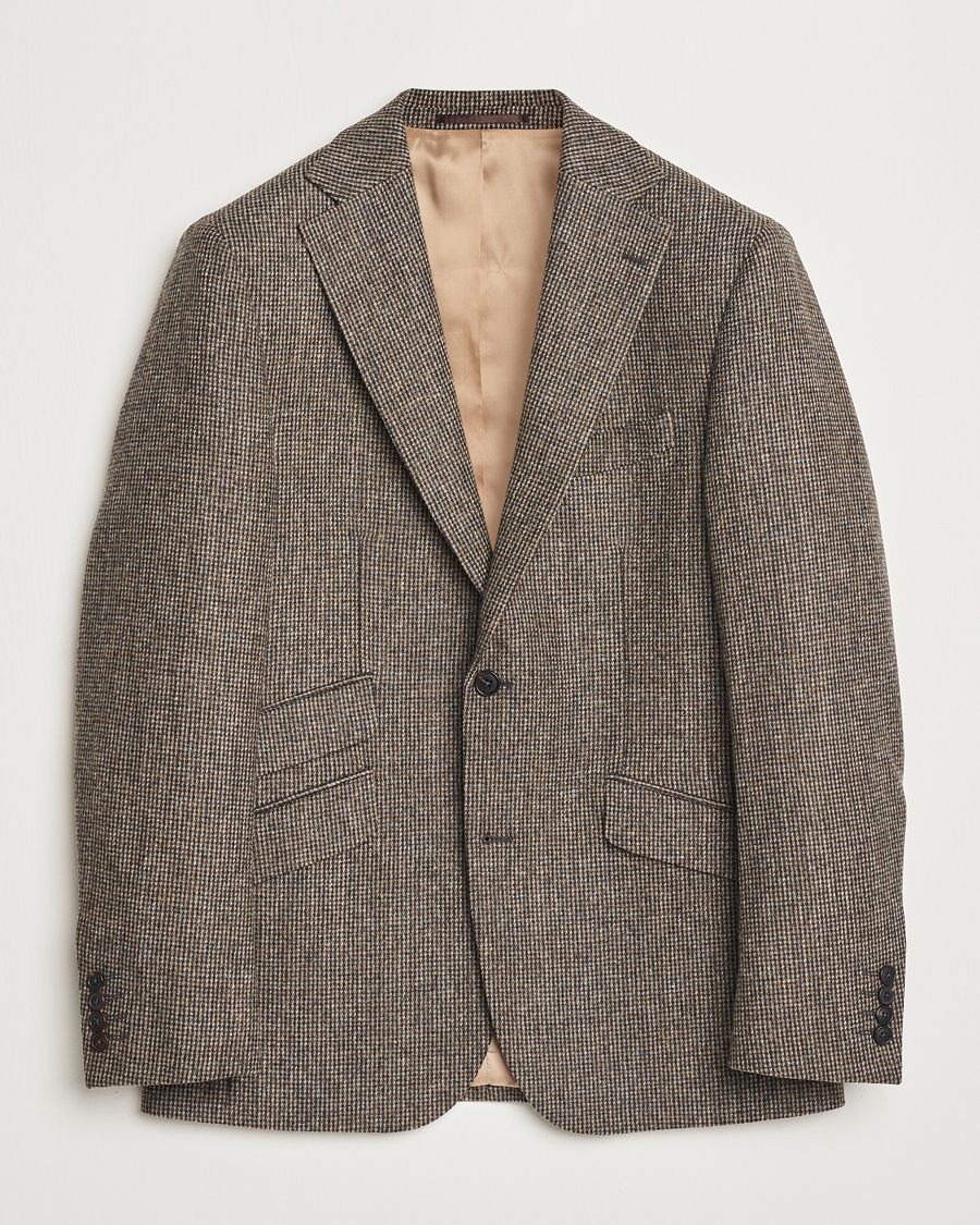 Uomini | Blazers | Walker Slater | Edward Lambswool Pepita Blazer Brown