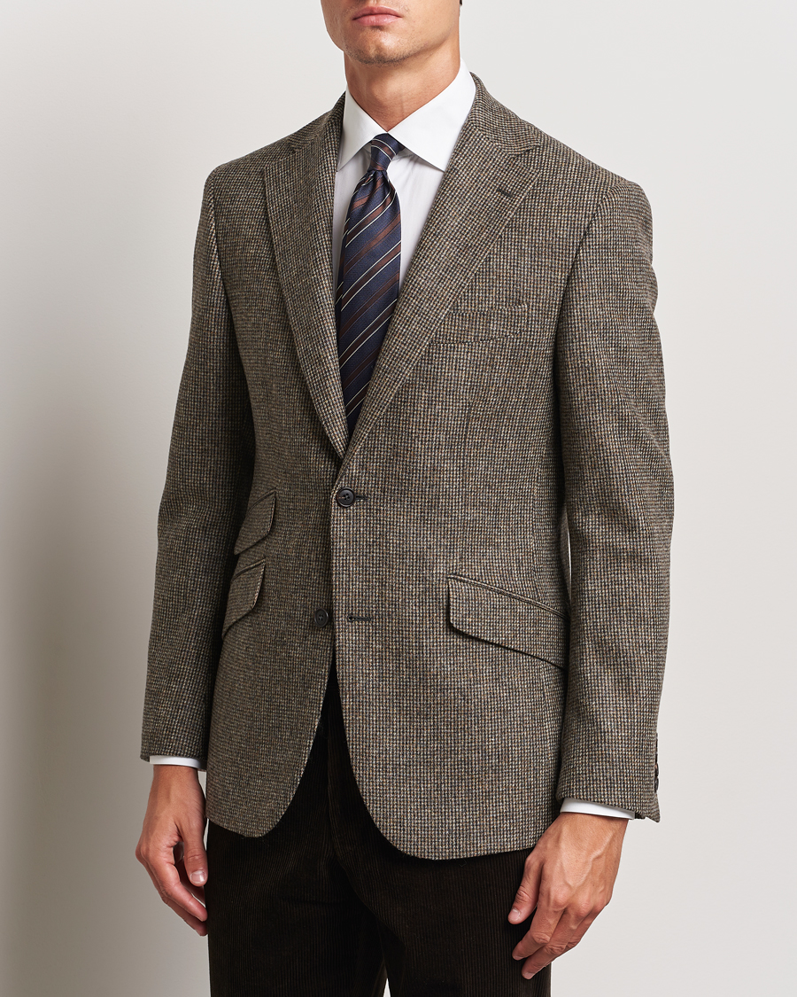Uomini | Blazers | Walker Slater | Edward Lambswool Pepita Blazer Brown