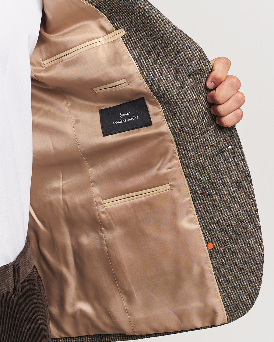 Uomini | Blazers | Walker Slater | Edward Lambswool Pepita Blazer Brown