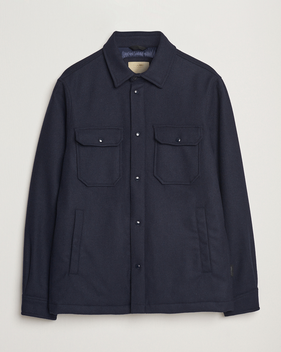 Uomini | Giacche | Woolrich | Alaskan Melton Wool Overshirt Melton Blue