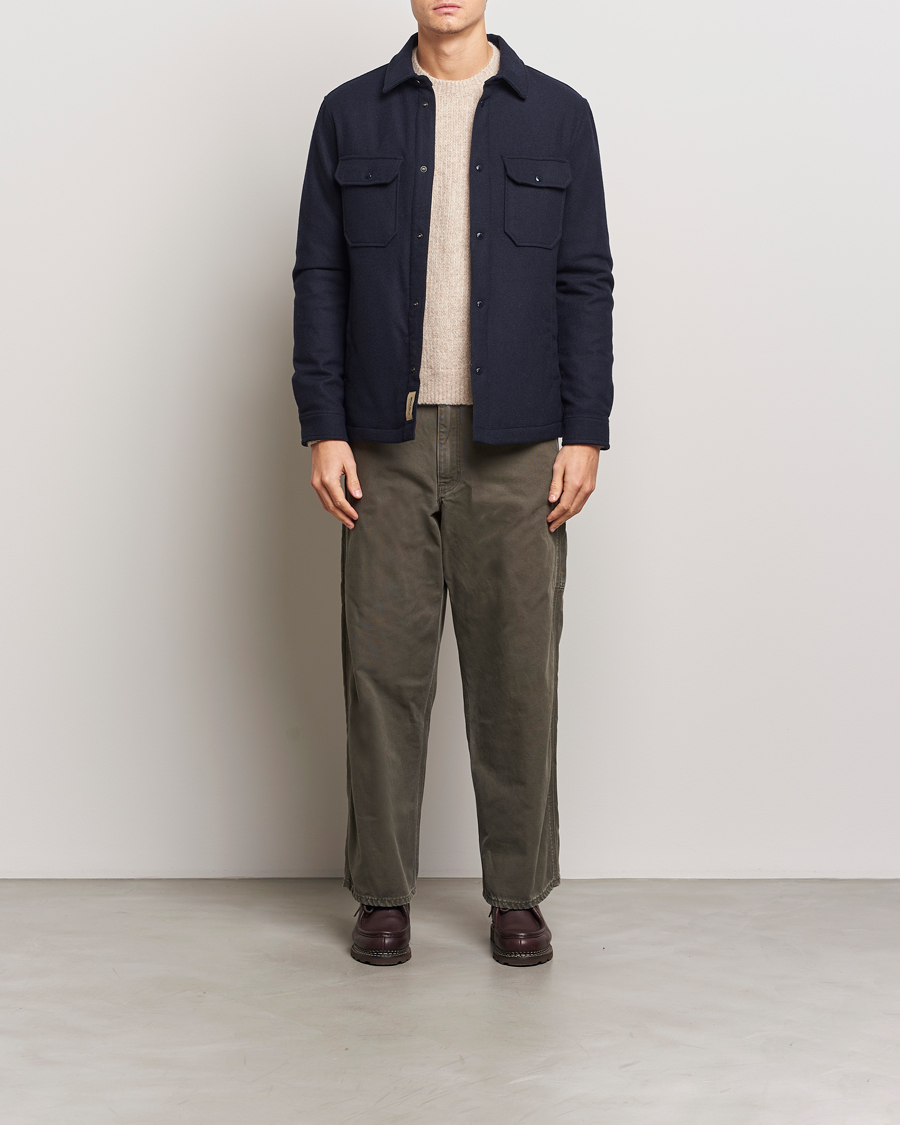 Uomini | Giacche | Woolrich | Alaskan Melton Wool Overshirt Melton Blue