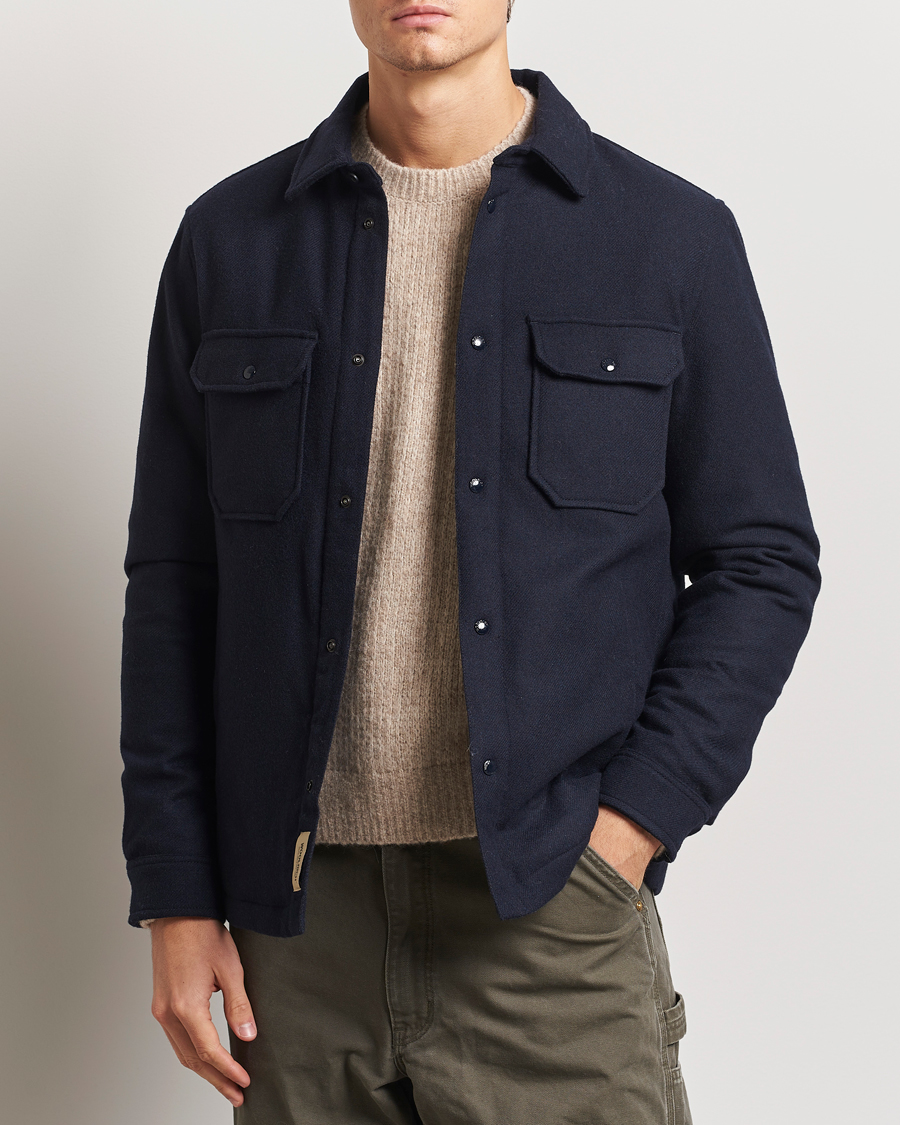 Uomini | Giacche | Woolrich | Alaskan Melton Wool Overshirt Melton Blue